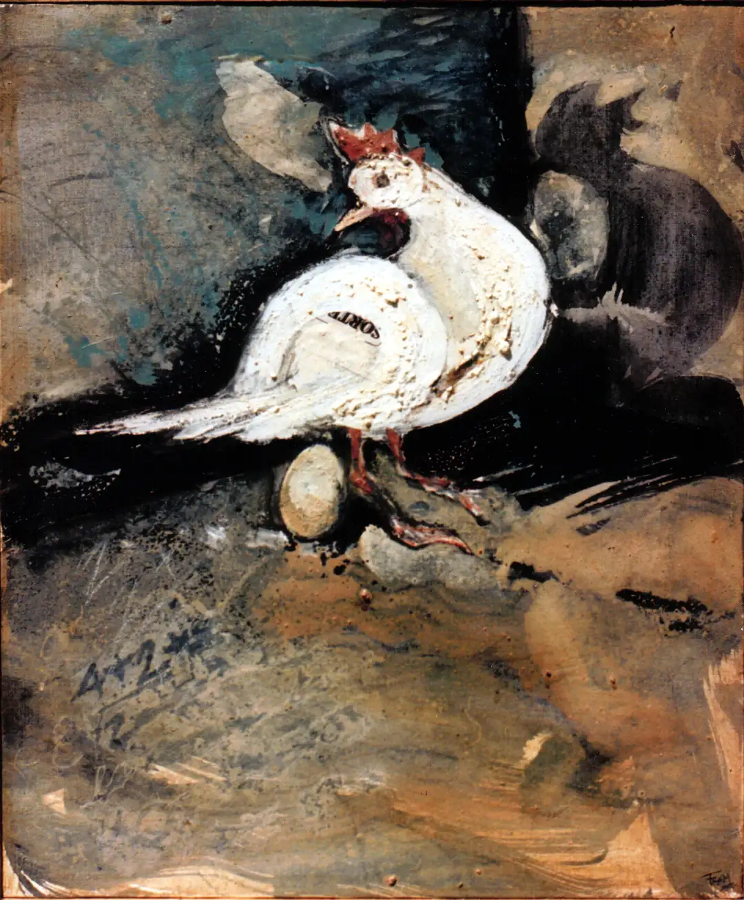 AF_1994.La gallina del huevo de oro_65x40cm_Tm,lienzo(VENDIDO)