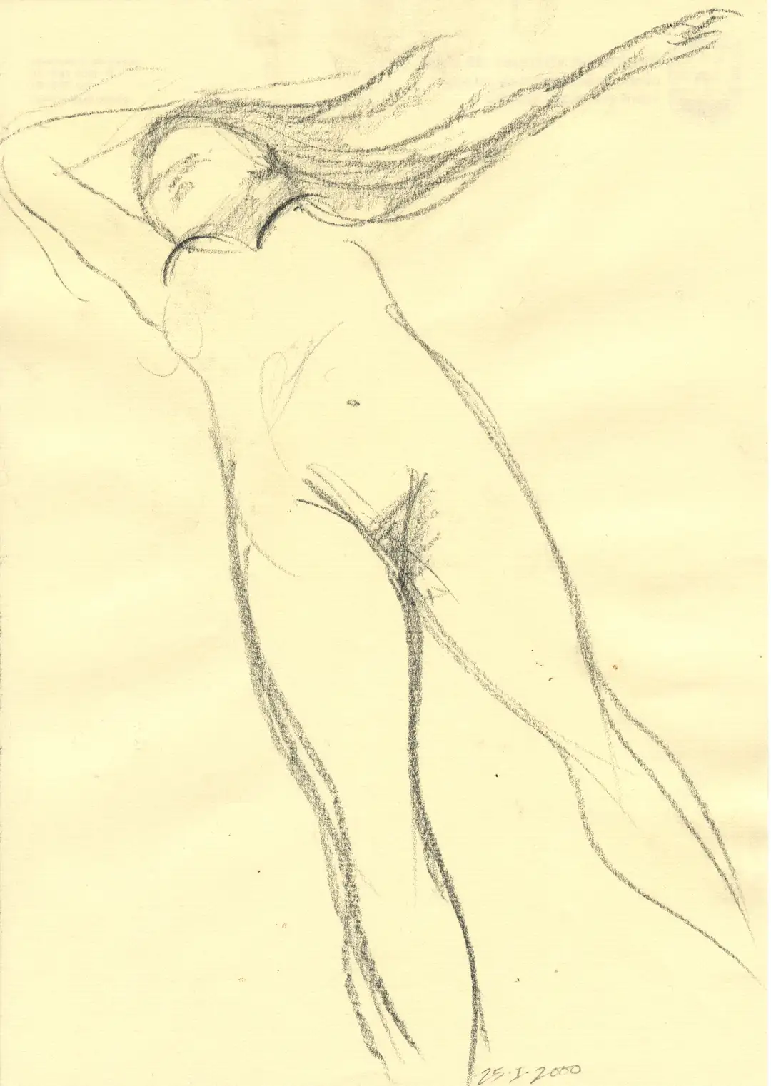 DD_DIBUJOS.Figura 025 (2000), óleo,papel-29 x 21 cms.