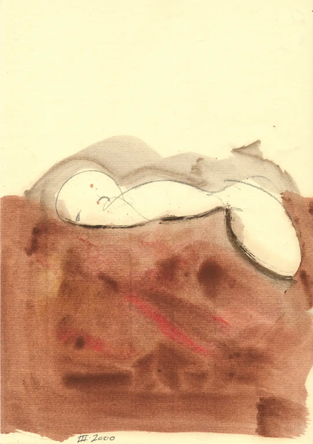 DD_DIBUJOS.Figura 031 (2000), óleo,papel-29 x 21 cms.