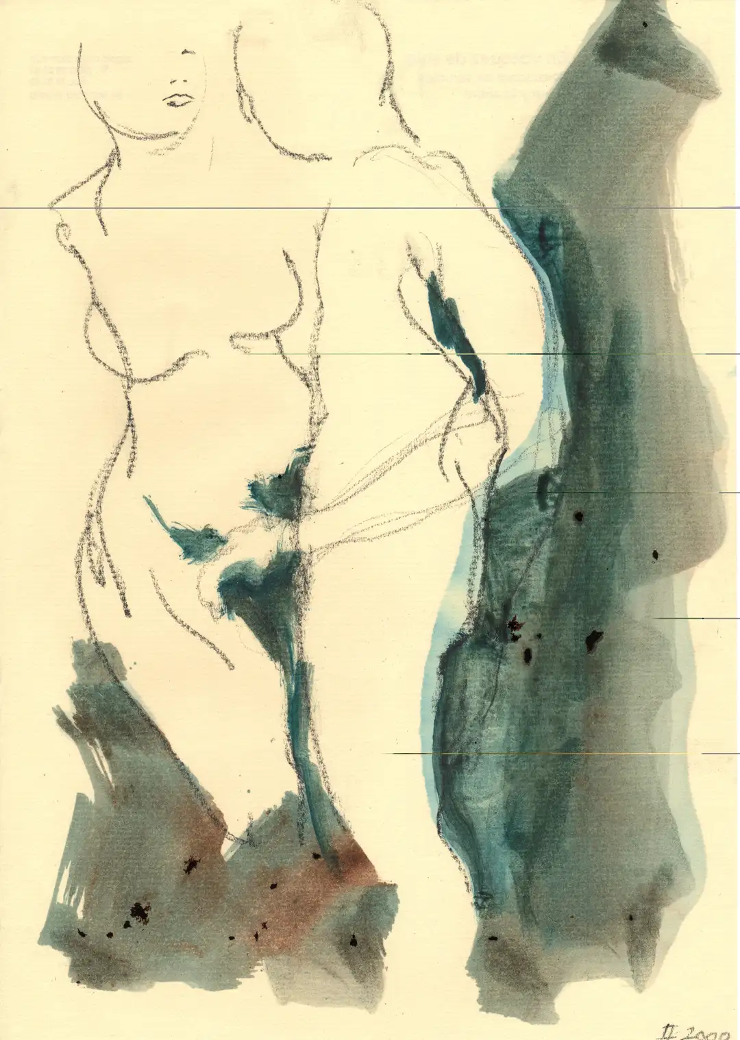 DD_DIBUJOS.Figura 04 (2000), óleo,papel-29 x 21 cms.