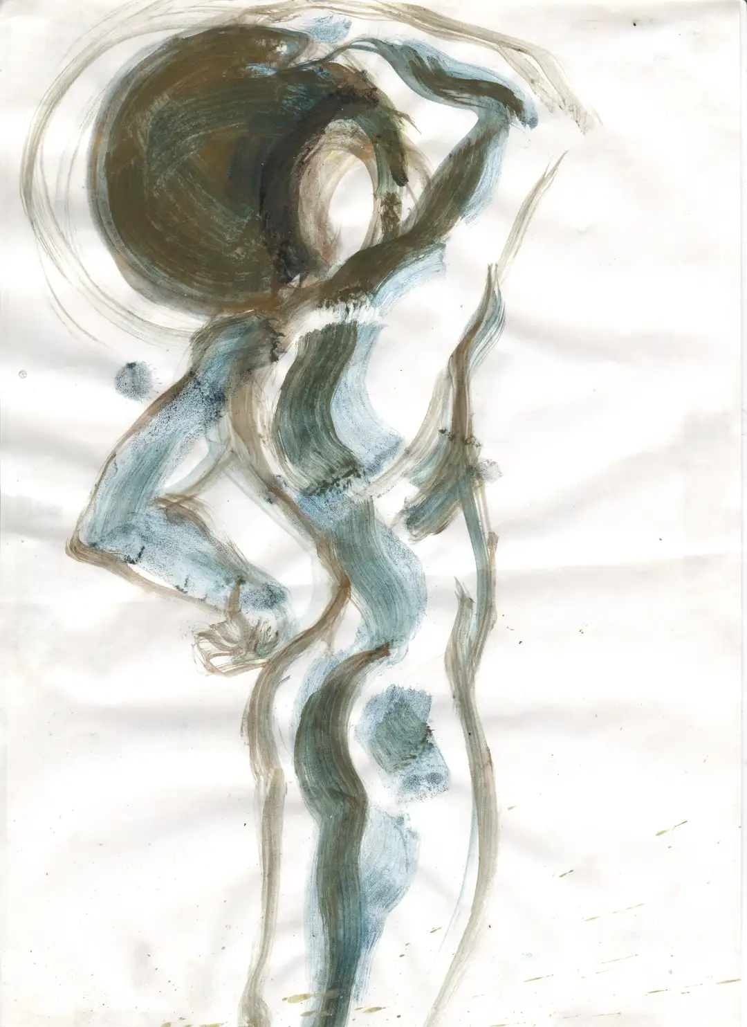 DD_DIBUJOS.Figura Atlas 010 (1996), pigmento,papel-29 x 21 cms.