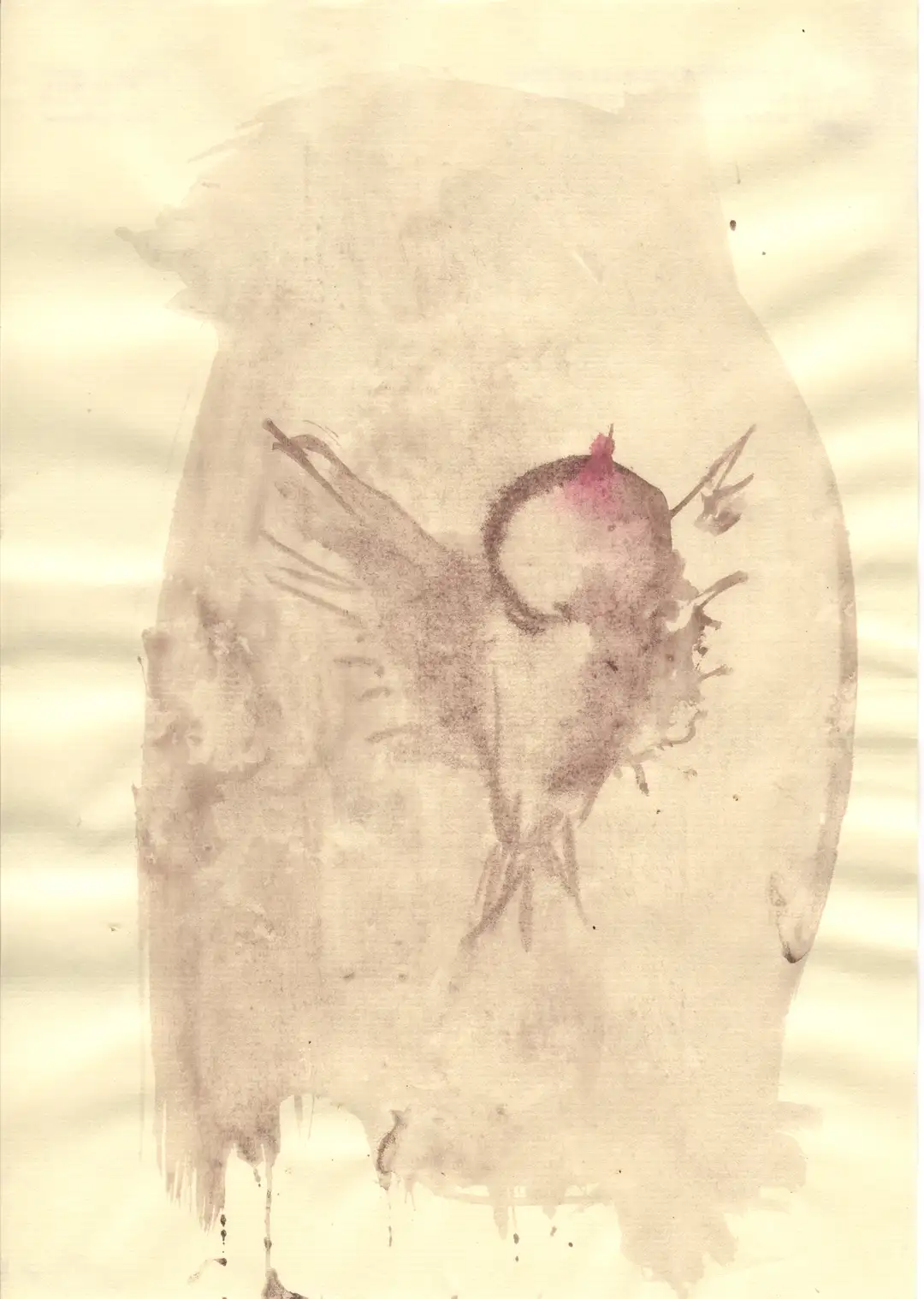 DD_DIBUJOS.Pájaro 01 (2000), óleo,papel-29 x 21 cms.